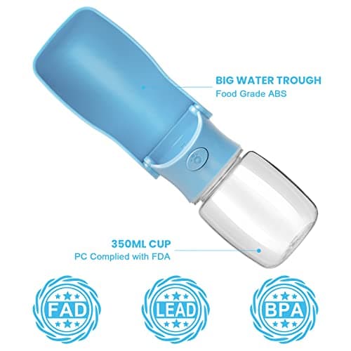 Canareen Foldable Travel Dog Water Bottle for Dog Cat Outdoor(350ml,Blue) — view 2