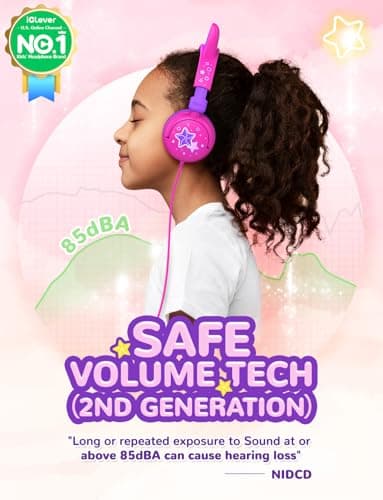 iClever HS25 Kids Headphones Toddler Girls LED Cat Ear Travel Gift — view 2