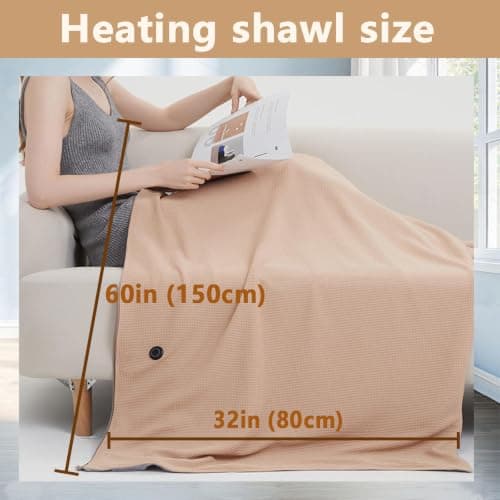 Heated Blanket Shawl for Women, Cozy Portable Suitable for Office Home Rest, Car Travel, Outdoor Camping,Gray — view 4