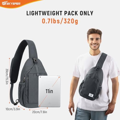 SKYSPER Sling Bag RFID Cross Body Bag Recycled Crossbody Backpack Travel Daypack(Darkgrey) — view 2