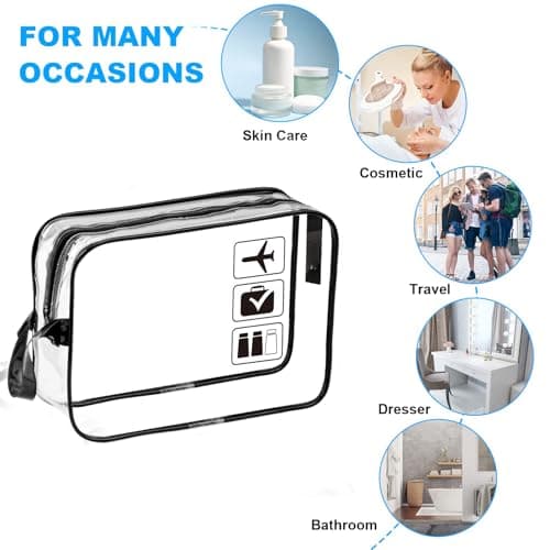 Clear Toiletry Bag,2 PCS TSA Approved Travel Cosmetic Bags Waterproof PVC Makeup Bags with Zipper Portable Toiletry Wash Bag Carry Pouch for Men Women Business Bathroom — view 6
