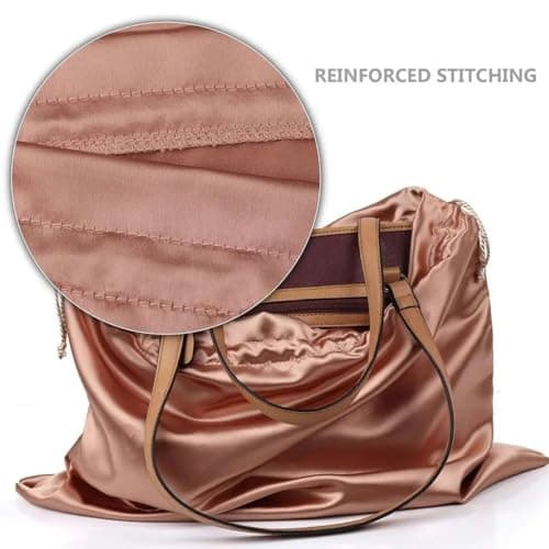 LKXHarleya Drawstring Pouch, 11.02" x 12.99" Silk Cloth Storage Bag for Handbag Purse Shoes Boots Travel, Rose Gold — view 4