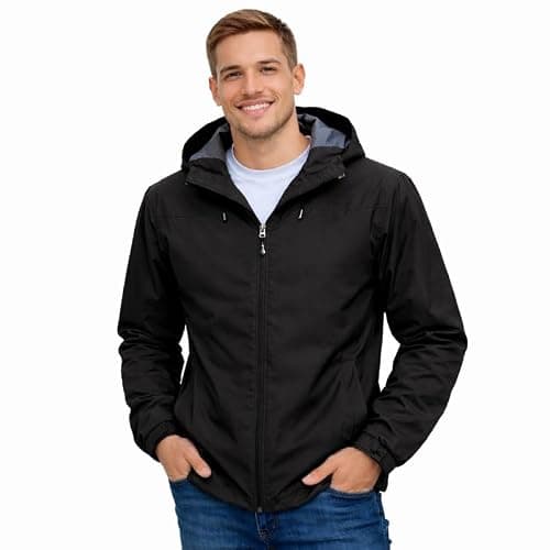 Blu Apparel Mens Waterproof Rain Jacket Premium Branded Walking Hiking Everyday wear Jacket Windproof (UK, Alpha, L, Regular, Regular, Black) — view 2