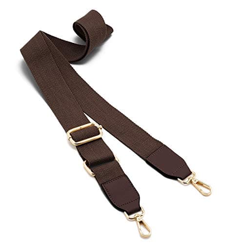 Women Wide Shoulder Bags Strap,Adjustable Replacement Belt Bag Strap with Leather Gold Hooks Canvas Purse Straps Messenger Bag Changeable Long Strap For Crossbody Handbag(Leather-Dark Brown) — view 2