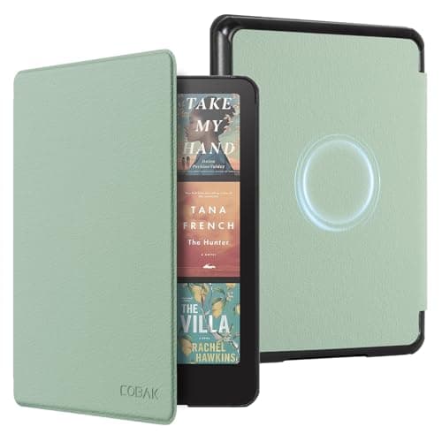 CoBak Wireless Charge Converter Case for 7" Kindle Paperwhite 12th Gen 2024 and Kindle Colorsoft, Qi-Enabled, Compatible with iPhone MagSafe/PopSockets Grip/Anker Wireless Charging Pads, Agave Green