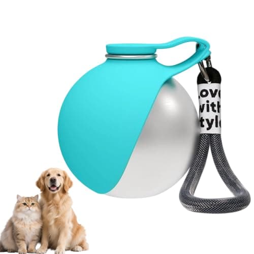 LMFERVER Portable Dog Water Bottle, Leak Proof Pet Water Dispenser, 285ml Reusable Travel Water Bowl with Lanyard For Walking, Hiking & Travel (Blue)