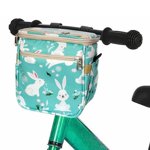 Hamkaw Kids Bicycle Basket Bike Handlebar Bag Organizer, Children's Front Bike Decoration Accessory for Girls & Boys, Kid Bike Bag Fits for Balance Bike, Tricycle, Scooter (Bunny)