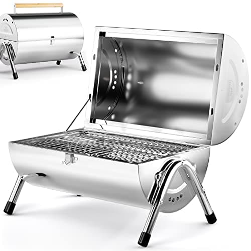 Gardebruk Portable Folding Stainless Steel Double Grill Surface Charcoal Grill for Travel, Camping, Picnics