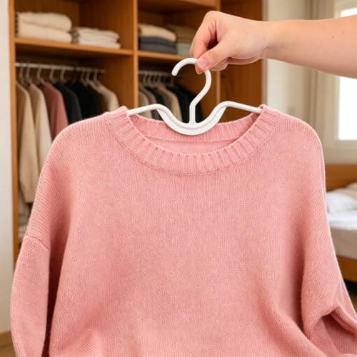 ibasenice 10 Pack White Short Neck Hangers, Non Slip Clothes Hangers — view 5