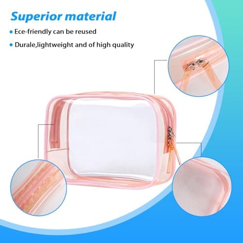 Sahunfri 3-Pack Clear Toiletry Bags Waterproof Gym & Weekend Trip Accessories Transparent PVC Cosmetic Organizers with Color Borders (Pink+Purple+Sky Blue) — view 5