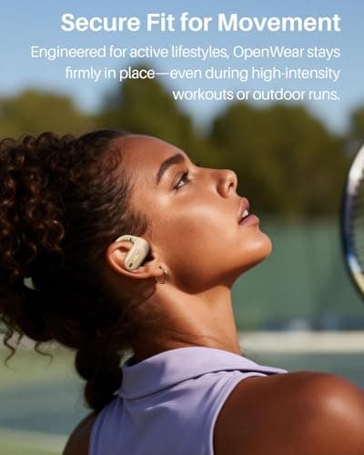 TOZO OpenWear Open-Ear Headphones, AI Translation Earbuds for 164 Languages, Bluetooth 5.4 with Smart Digital Display, Fast Charging, ENC Noise Cancelling Running Headphones for Sports, Office (Khaki) — view 6