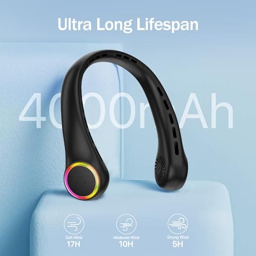 TSHINY Bladeless Neck Fan, Portable Fan, 4000mAh Cooling Hanging Neck Fan — view 2