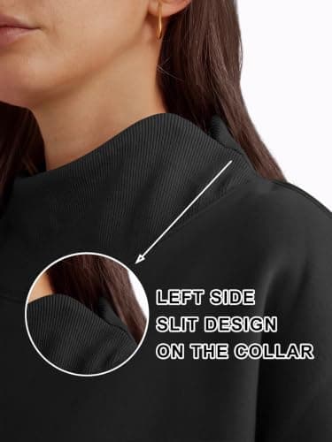 LILLUSORY Womens Oversized Sweatshirts UK Mock Neck Tops Black XL — view 3