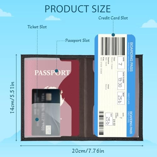 REEKNOKOL 2Pcs Passport Holder, Leather Passport Cover PU Passport Holder Travel Wallet for Passport, Credit Card, Ticket Card, Business Cards, Boarding Passes (Black+White) — view 3