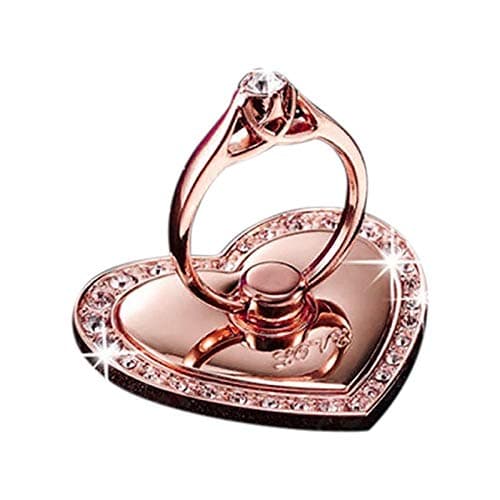 Samidy Phone Ring Bracket holder, Love Heart Diamond Shape Finger Grip Stand Holder Ring Car Mount Phone Ring Grip Smartphone Ring stent Tablet Rose Gold — view 2