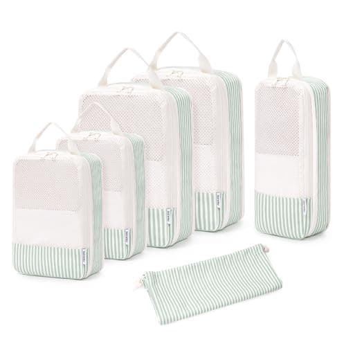 Narwey 6 Set Compression Packing Cubes for Suitcases, Travel Storage Bags