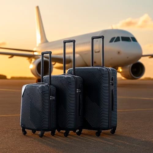 Neo 3 Piece Hard Shell Luggage Suitcase Set ABS Expandable Handle Lightweight Durable Trolley Travel with 360 Spinner Wheels Inbuilt Lock 20" 24" 28" (Navy Blue) — view 2