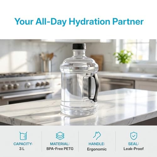 FashionCha Thickened Water Dispenser Bottle 3l Empty Water Bottle Container Large Jumbo Water Container BPA Free Water Cooler Dispenser Refill Water Bucket for Home Office Outdoor Travel, Black — view 4