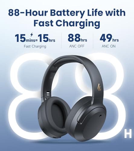 Edifier W820NB Plus Gen 2 Over-Ear Noise Cancelling Headphones, Dark Gray — view 5