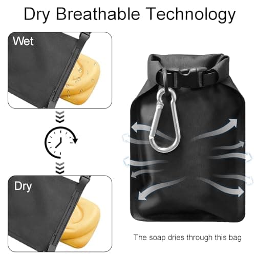 2PCS Soap Bar Bag Waterproof Leakproof Portable Travel Compact with Lathering Bag and Carabiner Clip for Outdoor Camping — view 3
