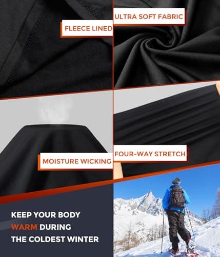 Men's Thermal Underwear Base Layer Long Johns For Sport Black Midweight XS — view 5