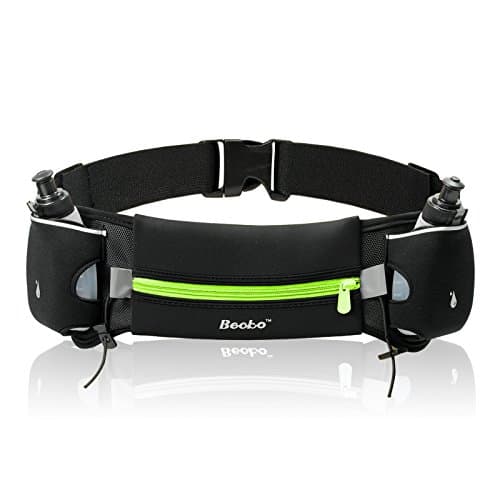 Becko Lightweight & Durable Running Belt - Waist Pack for Men & Women - Cycling, Walking, Running, Sports (Hydration/Black-Green)