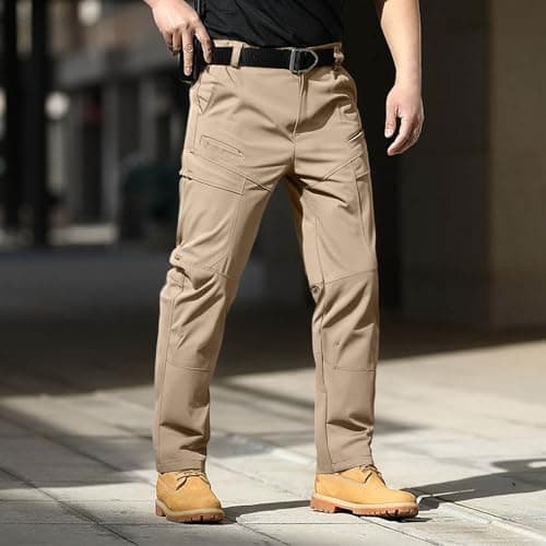 Versatile Cargo Pants for Outdoor Adventure Travel Hiking Casual Comfortable Stretch Utility Trousers with Multiple Pockets (Khaki-E S) — view 2