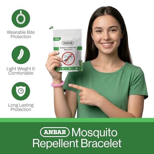 Anbar Mosquito Repellent Bracelets Bands for Adults and Kids, 14 Pack, All-Natural Deet-Free, Non-Toxic Protection, Stretchy Waterproof Anti-Mosquito Wristbands for Hiking and Camping — view 4