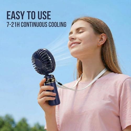 CNMTCCO Handheld Fan Rechargeable, Portable Fan with 5 Speeds 3600mAh, Foldable Desk Fan with LED Display, Personal Hand Held Fans, Powerful Mini Fan for Home Office Outdoor Travel Camping (Blue) — view 5