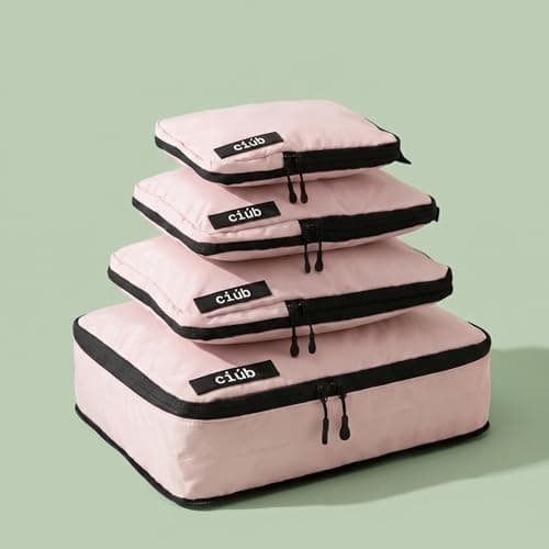 ciúb Compression Packing Cubes 4 Set Premium Double Zip, Fit 40% More in Your Luggage, Carry-On & Backpack, Lightweight Water Resistant Travel Accessories, Compressible Suitcase Organiser Bags (Pink) — view 5