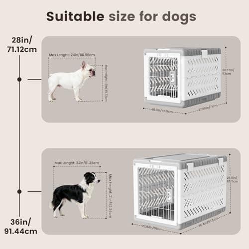 Gardner Pet Collapsible Dog Crate, White-Grey, M — view 3
