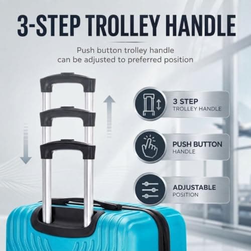 DK Luggage 28 Inch Large Hard Shell Suitcase 4 Wheel Spinner Checked Luggage, 23kg – 27kg Capacity ABS25 (Blue, 28" Large) — view 4