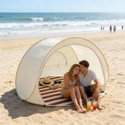Pop Up Portable Beach Canopy Sun Shade Shelter for 3-4 Person UPF 50+ — view 2