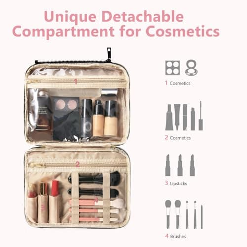 Voyagrise Hanging Toiletry Bags for Women, Travel Large Capacity Wash Bag Womens Makeup Cosmetic Bag, Wash Bag Womens,Travel Accessories — view 4