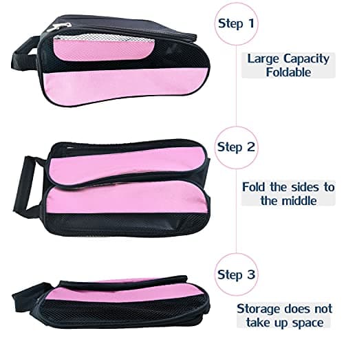 Getfitsoo Golf Shoe Bag, Golf Shoes Bags Men/Women Outdoor Zippered Carrier Bags with Ventilation Sport Shoes Bag Travel Shoe Bags, Light Pink, Common — view 4