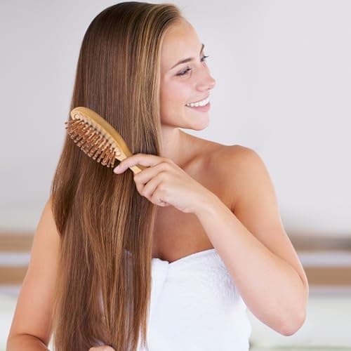 Mini Bamboo Hair Brush Set of 2, Portable Wooden Paddle Hairbrush — view 6
