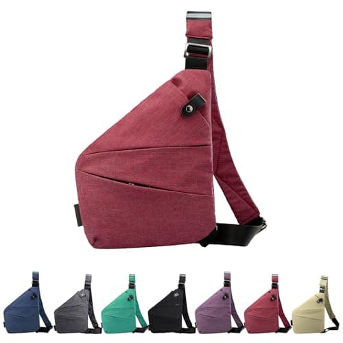 GDOKKNY Anti Theft Crossbody Bag for Women Personal Flex Travel Bag Anti-Theft Cross Body Bag Sling Chest Bag for Men (Red)