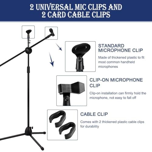 CROWNSHOP Microphone Stand 73-175cm with Telescopic Boom Adjustable — view 3