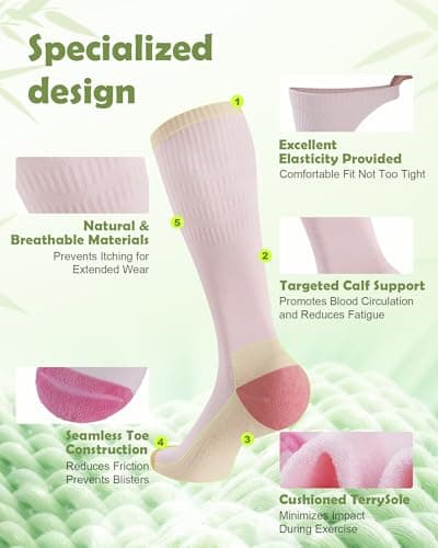 SukModen Bamboo Compression Socks for Women & Men, 2 Pairs, 15–20mmHg — view 4