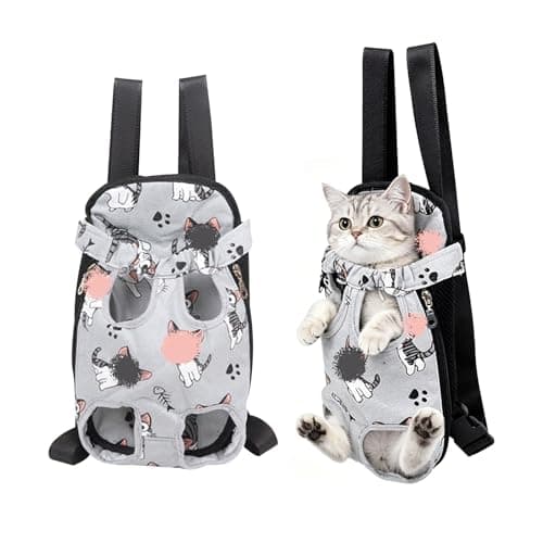 FOSDICK Soft Fabric Cat Carrier Bag, Cartoon Portable Cat Bag, Front Pet Carriers for Cats, Kitten Carrier With Holding Attachment, Legs Out Pet Carrier Travel Backpack for Cats, Small Dogs, Puppies