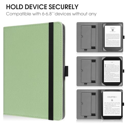 HGWALP Universal Case for 6" eReaders, Folio Leather Stand Cover with Handstrap Compatible with All 6 inch Paperwhite/Kobo/Tolino/Pocketook/Sony E-Book Reader-Matcha — view 5