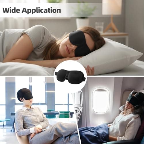 12 Pcs 3D Blackout Sleep Masks, Lightweight Knitted Eye Mask with Zero Pressure Contoured Space Adjustable Strap for Travel Side Sleepers — view 5