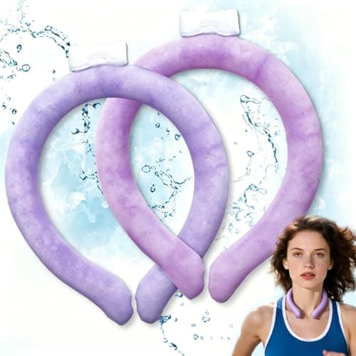 2 Pack Reusable Ice Neck Cooler Tube, Leak-Resistant Cooling Neck Ring Suitable for Summer Heat Relief, Sports, Outdoor Work & Travel, Camping (Purple*2)