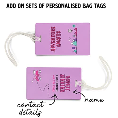 NOT JUST A PRINT Kids Passport Cover Personalised with Any Name | UK Passport Holder | Toddler Child's 1st Passport Adventure Awaits Wallet (Lilac/Pink) — view 4
