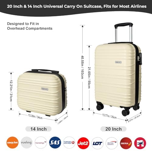 Luggage Depot Cabin Luggage Set, ABS Shell, TSA Lock, Travel Cream Brown — view 2