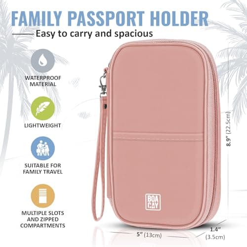 BOACAY Family Passport Holder, RFID Travel Wallet for Women & Men, Document Organiser, Holiday Essentials & Waterproof Cover for Tickets, Money, Cards — view 3