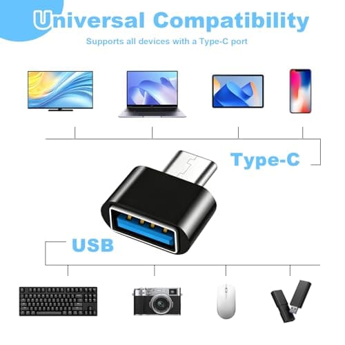 USB-C to USB Adapter 6Pcs, USB Type-C to USB-A Adapter, High-Speed Data Transfer, Compatible with Samsung Galaxy Type-C Smartphones and Tablets, Black — view 3