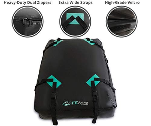 FE Active Cargo Rooftop Carrier - 100% Waterproof 15 cubic ft. Roof Dry Bag Heavy Duty Car & SUV Roof Top Luggage Storage Cargo Carrier W Straps, Road Trips, Camping, Travel | Designed in California — view 4