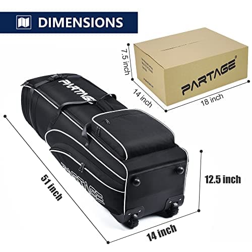 PARTAGE + Golf Travel Bag with Wheels - Heavy Duty 900D Oxford Travel Golf Bag, Travel Cover Lightweight & Easy to Maneuver, with Shoes & Accessories Compartment (Black) — view 5