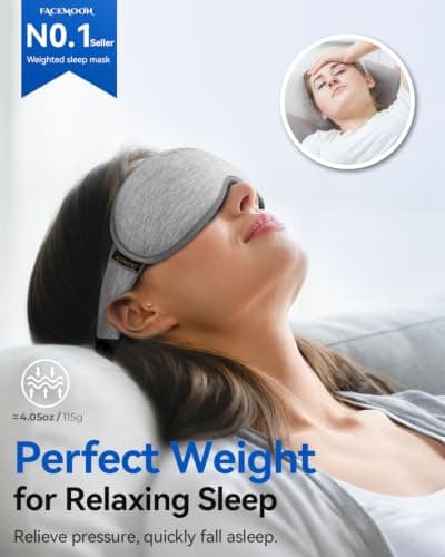 Blackout Eye Mask for Sleeping, 3D Weighted Sleep Mask for Airplane Travel — view 4